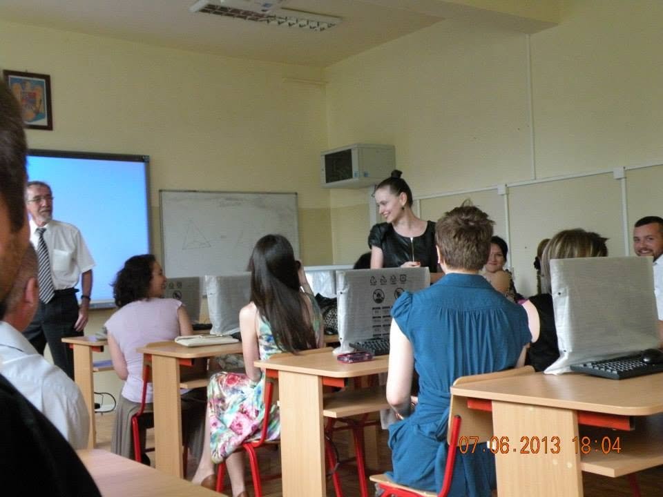 Ion Șinca la o susținere în sala de clasă, 2013